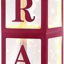 Qeeenar 4 Pcs 2026 Graduation Party Decorations 12x12x12 Inches Grad Balloon Boxes with Letters and LED String Lights for College School Memorable Graduation Party Decor(Burgundy)