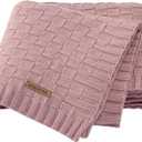 LAWKUL Baby Blankets for Girls Pink Soft Babe Knit Blanket Cable Newborn Infant Receiving Swaddle Boys Crib Stroller 40"x30"