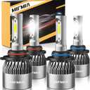 MIFMIA 𝟫𝟢𝟢𝟧 𝟫𝟢𝟢𝟨 Bulbs Combo High and Low Beam 6500K White 800% Brightness 40000LM, Non-Polarity Plug and Play with Fan, IP68 Waterproof Off-Road Lights, Pack of 4