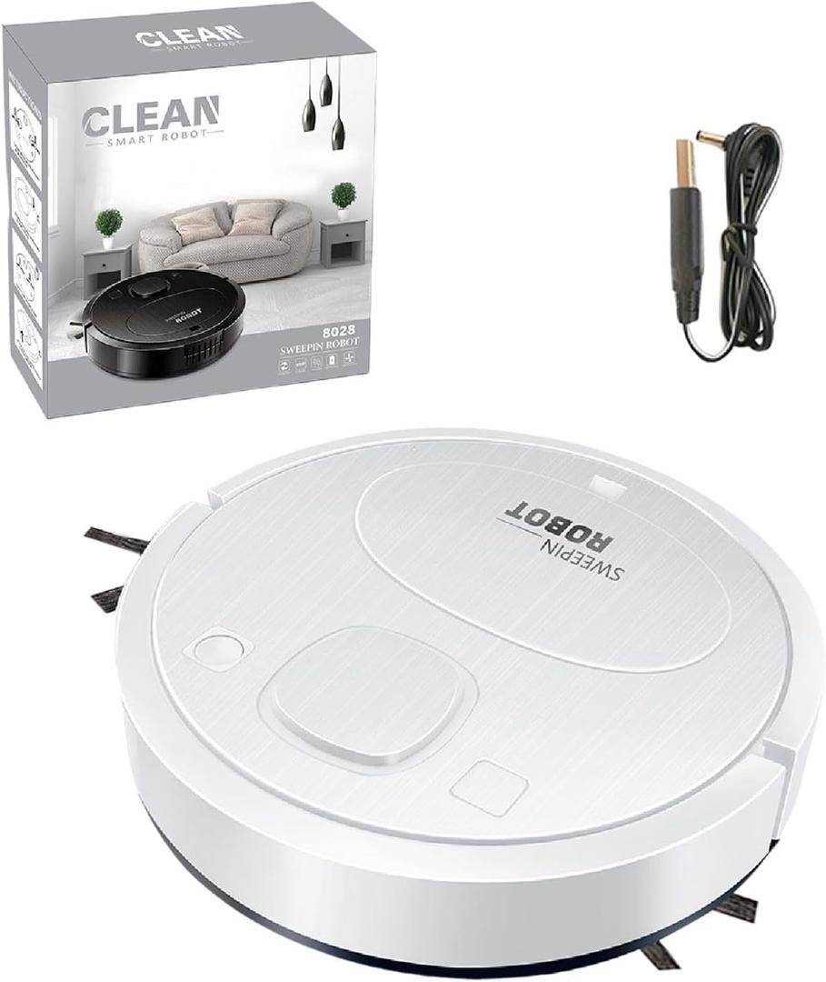 Robot Vacuum and Mop,Strong Suction Power Vacuum Mop Robot Robotic Vacuum for Hard Floor, Pet Hair and Low-Piled Carpet, Slim Design, Quiet (White)