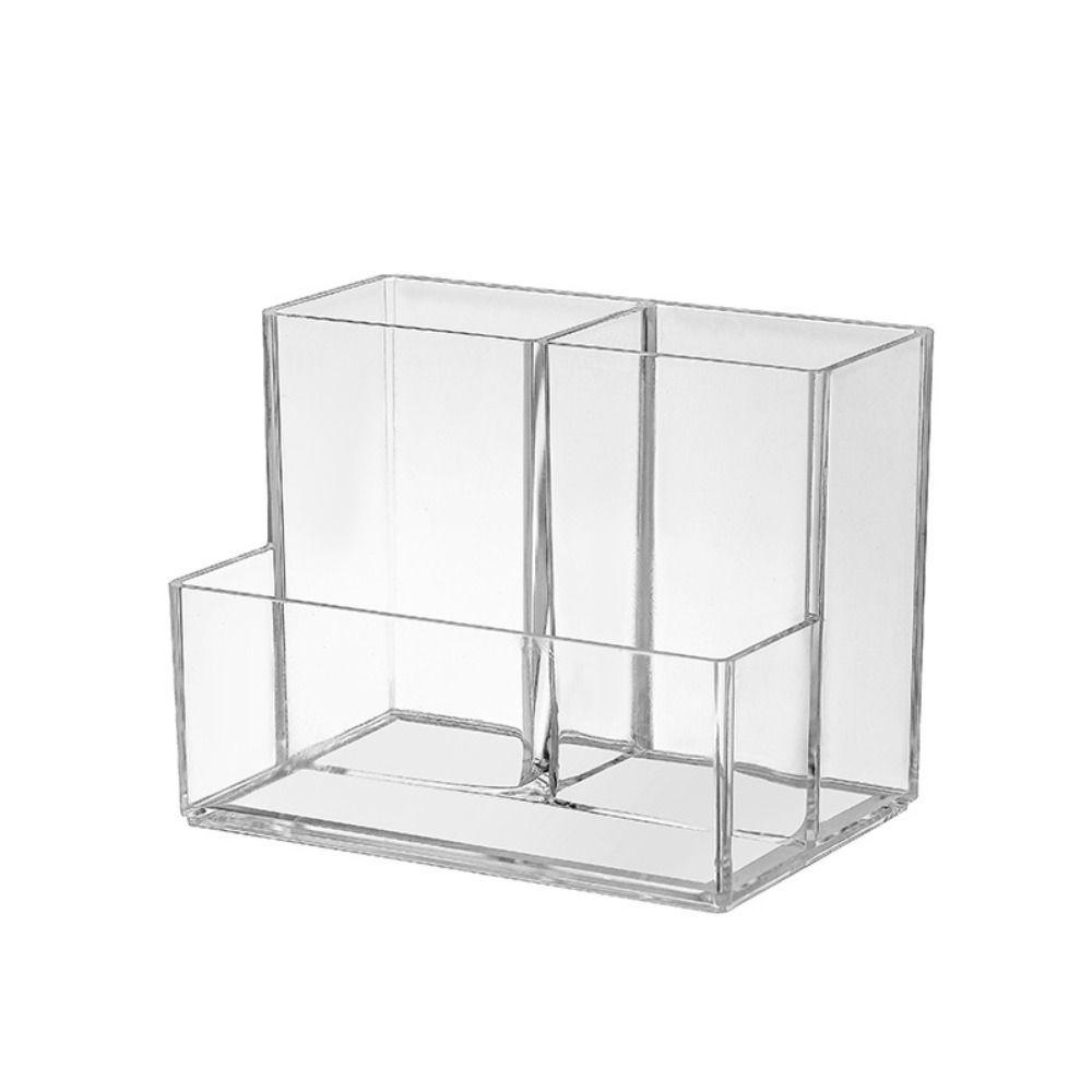 Desk Pen Holder, Transparent Clear Pencil Storage Box, Large Capacity Acrylic Display Simple Stationery Organizer Desktop