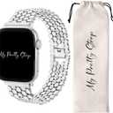 My Pretty Strap - Compatible Apple Watch Band Strap, Stainless Steel Fashion iWatch Replacement Strap- Easy Resizing, No Tool Needed, Fits Most Wrists- Series 1-11, SE and Ultra (Honeycomb Silver)