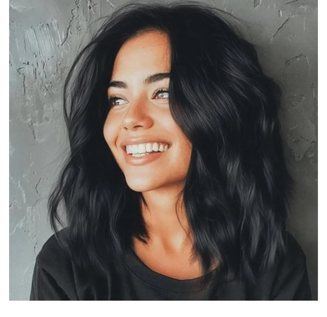 Black Short Wavy Wigs for Women Black Bob Wig Middle Part Lace Hairline Natural Looking Synthetic Heat Resistant Fiber Hair for Everyday Hairstyle 14Inch