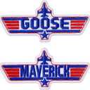 2 Pcs Maverick Patches - Goose & Maverick Embroidered Hook and Loop Patches, Morale Patch for Backpacks, Dog Harnesses, Army Vests, Gym Bags, Hats, Helmets