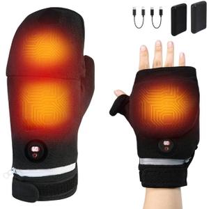 KkaFFe Heated Gloves, 5V 5000mAh Rechargeable Full & Half Hands Electric Gloves Heated Mittens for Men Women with Touchscreen, 3 Heating Levels, Winter Heating Glove for Camping Skiing Hiking Cycling