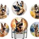 Onebttl German Shepherd Gifts Coaster, Ceramic, Absorbent with Cork Base, Gifts for German Shepher Lover, DHome Decor for Family, Housewarming, Thanksgiving