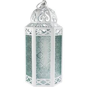 Vela Lanterns Decorative Indoor Candle Holder Table Centerpieces - Moroccan Hanging Outdoor Patio & Porch Home Decor, Turkish Lamp for Wedding, Ramadan ( 8.5" Small , White)