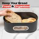 ANGORA BRANDS Large Bamboo Bread Box for Kitchen Countertop 2-Layer High Capacity Bread Bin with Clear Viewing Window Natural Wood Food Storage Organizer by Knivi, 13.63 inches x 5.13 inches