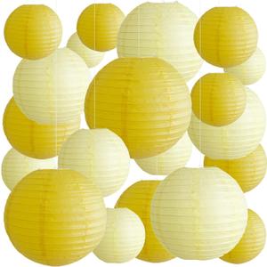 20Pcs Yellow Paper Lanterns Decorative, 6"8"10" Hanging Round Paper Lanterns Decorative for Bridal Shower Baby Shower Engagement Wedding Birthday Party