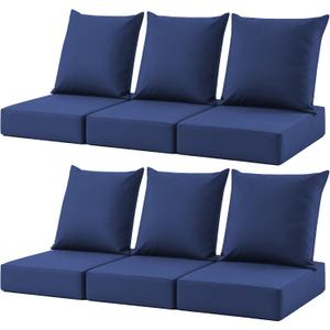 Outdoor Deep-Seat Cushion Set, 24*24*5.75inch, Navyblue, Set of 6, 24*24+5.75/25*22.5"