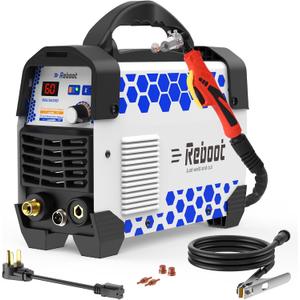 Reboot 60A Plasma Cutter Dual Voltage 120V/240V, 1/2" Clean Cut IGBT Inverter, Portable Metal Cutting Machine with Torch & Tips - RBC6000D 2025 Upgraded (Pre-Installed Air Regulator)