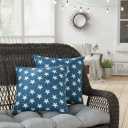 Set of 2 Outdoor Throw Pillows 17 x 17 Inch Reversible Square Patio Accent Pillows Weather-Resistant Polyester Fabric Eco-Friendly Recycled Polyfiber Fill, Stars