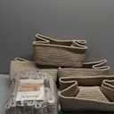 MiniArk Small Storage Baskets for Organizing | Closet Organizer Bins | Shelf Toy Basket | Woven Rope Baskets | Cube Decorative Box | Shallow Basket | 13x8.5x5.1 | 4 Packs Mixed Brown