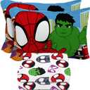 Sunny Side Up Spidey & His Amazing Friends Full Sheet Set - 4 Piece Kids Bedding Set Includes Pillow Cover - Super Soft Superhero Microfiber Sheets Features Miles Morales & Ghost Spider