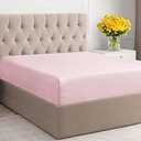 Twin Size Fitted Bed Sheet - Hotel Luxury Single Fitted Bottom Sheet Only - Fits Mattress Between 8 to 16 inches - Deep Pockets, Extra Soft & Wrinkle Free - Comfy Breathable & Cooling - Lavender Pink