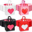 Kacctyen 60 Pcs Heart Gift Bags Bulk Valentines Day Non-woven Reusable Tote with Handles Galentine Goody Treat Shopping Bags for Birthday Wedding Party Favor, 10 x 8 x 4 Inch(Pink and White)
