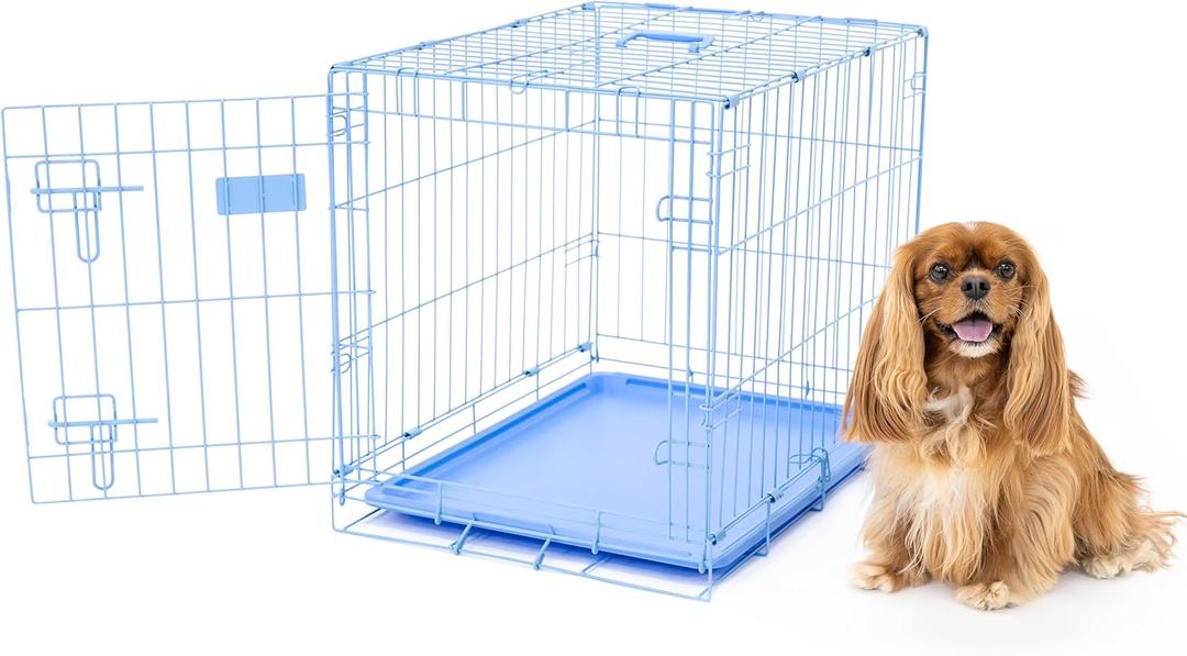 Carlson Blue Secure and Compact Single Door Metal Dog Crate, Small (24.0"L x 18.0"W x 20.5"H)