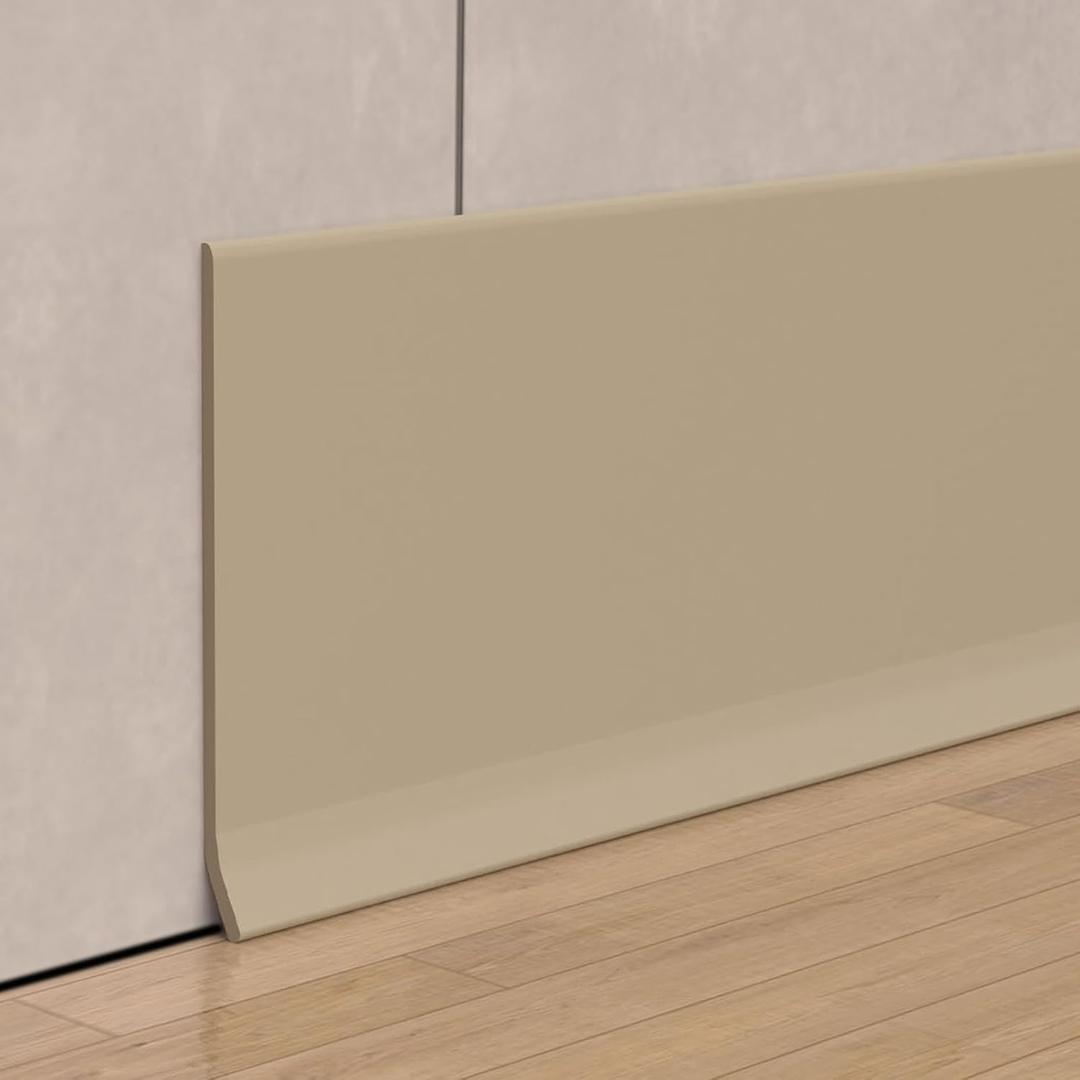 Peel and Stick Baseboard Trim, 4 Inch Rubber Baseboard Vinyl Wall Base, Flexible Baseboard Molding Trim, Adhesive Baseboard Trim Rubber Cove Base(200 Ft, Beige)
