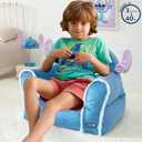 Disney Stitch Figural Bean Bag Sofa Chair with Armrests, Soft & Comfortable Kids Lounge Chair for Bedroom & Playroom, Ages 3+, 17.5 inches H x 19 inches D x 19 inches W