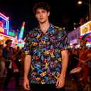 Mens Patriotic 4th of July Funny Hawaiian Shirts,Tropical Floral Hawaiian Short Sleeve Button Up Shirts