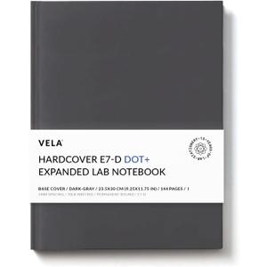 Vela Sciences Advanced E7-D Expanded Hardcover Lab Notebook, 9.25 x 11.75 in (23.5 x 30 cm), 144 Pages, Permanent Bound, 70lb Heavyweight Paper (1-Pack, Dot+)