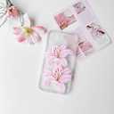 NITITOP Compatible with iPhone 11 Case Clear Cute Pink Lily Blossom Floral Flowers Pattern for Girls Women Soft TPU Transparent Shockproof Protective Phone Cover - Large Flower