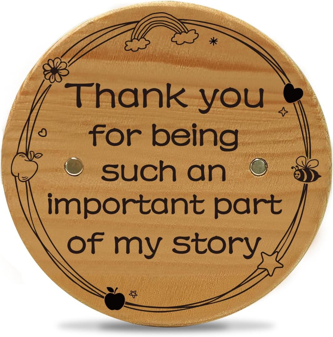 3 x Teacher Gifts for Women Men Christmas, Double-Sided Wooden Fridge Magnet Thank You Token, Teacher Appreciation Gifts, Teacher Valentine Gift, End of Year for Educators Friends Retirement