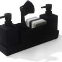 Kitchen Soap Dispenser with Sponge Holder Set for Sink Caddy, Hand Soap and Dish Soap Dispenser with Brush (Black)