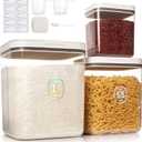 3 Pack Rice Storage Container 11.6 QT/5.8 QT/2.1 QT Flour Dispenser with Measuring Cup and Label Stickers for Kitchen Pantry Organization Storage Bins with Pop-up Lid for Food for Pasta Sugar Cereal, 9.44 inches x 11 inches