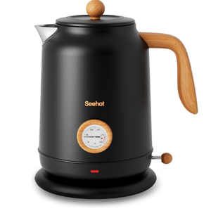 Seehot® 1.7L (57.oz) Electric Kettle with Thermometer, 1200W Large Electric Tea kettle with 304 Stainless Steel,Auto shut off,Hot water kettle Electric for Coffee&Tea-Black