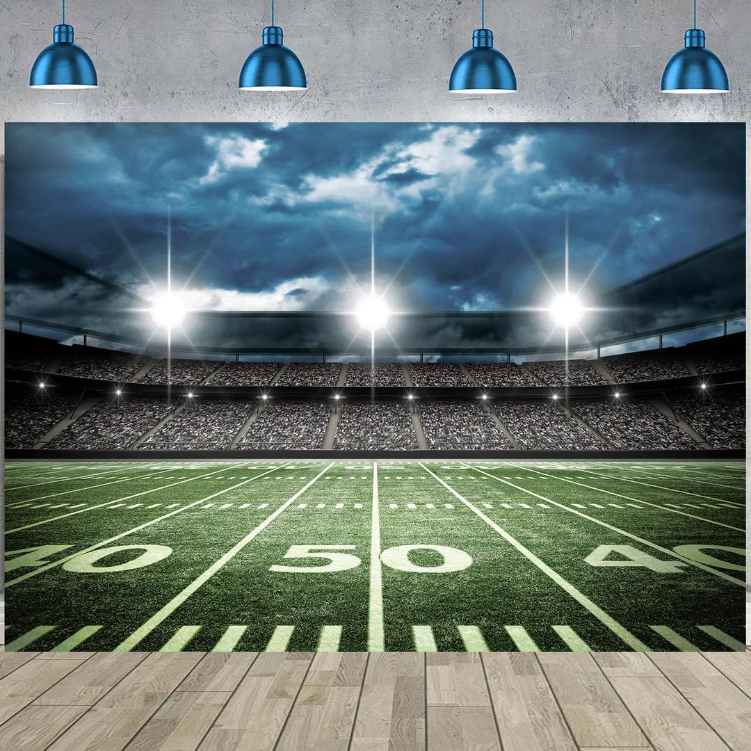 Football Field Backdrop Football Themed Auditorium Light Photography Background Sports Birthday Party Decoration Banner Photo Studio Props, 3 Pack (82x59 inch (7x5FT))