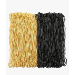 Sasylvia 100 Pcs 33 Inch 6 mm Halloween Mardi Gras Beads Necklaces Bulk, 50 Pcs Metallic Beaded Necklace, 50 Pcs Metallic Beads Fiesta Party Costume for Masquerade