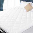 King Mattress Pad Cotton Mattress Pad Cover Quilted Mattress Cover 18-22" Deep Pocket Mattress Protector King Size Thin Down Alternative Filling Noiseless & Breathable