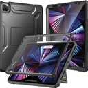 Soke Case for iPad Pro 11 Inch 2022/2021/2020/2018/iPad Air 5th/4th Generation,Built-in Screen Protector - Support 2nd Apple Pencil Charging - Heavy Duty Rugged Protective Kickstand Case - Black