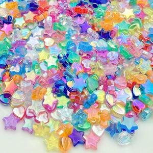 450 Pcs Acrylic Beads - Mixed Colors AB Crystal Star Heart Beads for Jewelry Making DIY Bracelet Necklace Earrings