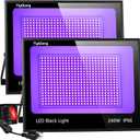 Upgraded 240W LED Black Light with 10ft Cable, IP66 Outdoor Blacklight Flood Light, Powerful Floodlight with Plug Switch for Christmas Halloween Neon Glow Dark Party Body Paint, 2 Pack