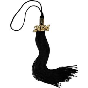 6 x 2024 Graduation Tassel with 2024 Gold Charm, Tassels Graduation, Graduation Gift, Tassel for Graduation Cap, Tassel Suitable for Graduation Hat, Black
