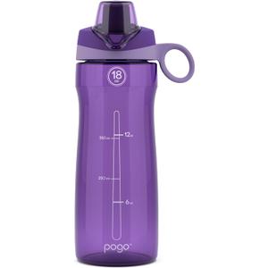 Pogo Plastic Water Bottle with Chug Lid and Carry Handle, Reusable, BPA Free, Dishwasher Safe, Perfect for Travel, School, Outdoors, and Gym | 18oz, 32oz, 40oz, 64oz (Purple)