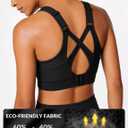 Yvette Sports Bras for Women High Impact Support, Sleek V-Neck with Adjustable Criss Cross Straps for Running&Workout (Black, M)