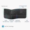 Kensington Pro Fit Ergo KB680 EQ Wireless Keyboard, Bluetooth & 2.4GHz Connection, Rechargeable, Ergonomic Design, Split-Keyboard (K72485NA)