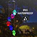 Paw Print Solar Wind Chimes for Outside, Dogs Cat Pet Pawprint Remembrance Wind Chimes,Waterproof Color Changing Solar Hanging Lights,Sympathy Gift for Pet Lover,Balcony,Patio,Yard Decor