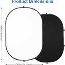 3x5ft/100x150cm Backdrop for Photography, Double Sided White Screen and Black Screen, 2 in 1 Collapsible and Reversible Background for Photography, YouTube Videos,and Live Streaming