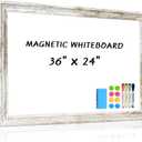 White Board for Wall, 36'' x 24'' Magnetic Dry Erase Board, Decorative Whiteboard with Vintage Wooden Frame, Hanging Writing Board for Home Office School Dorm