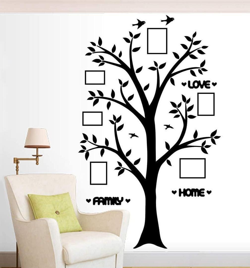 JEPART Family Photo Tree Wall Decor Wall Decals Stickers Living Room Home Decal Bed Baby Room Wall Decals, Memory Tree and Birds, Wall Stickers(H78 xW50,Black)
