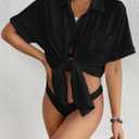Bsubseach Women Swimsuit Coverup Shirt Dress Button Down Bathing Suit Cover Up Beach Vacation Outfits, Large