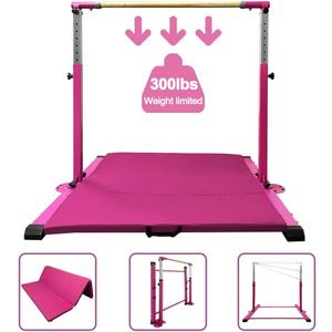 Gymnastics Kip Bar for Home Indoor Training,Horizontal Bar for Kids Girls Junior,Adjustable Arms from 3' - 5' Gym Equipment,1-4 Levels,300lbs Weight Capacity