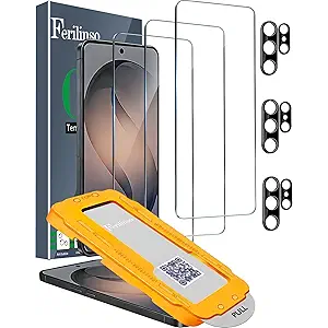 Ferilinso [Auto Dust Install] 3 Pack Screen Protector for Samsung Galaxy S26 Ultra, Military Grade Shatterproof, with 3Pack Tempered Glass Camera Lens Protector, Phone Case Friendly Accessories