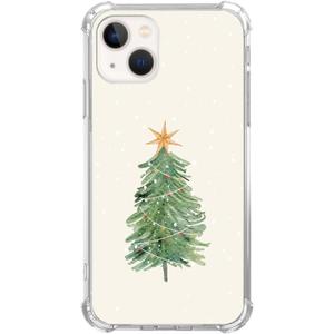 Watercolor Christmas Tree Phone Case Compatible with iPhone 15, Aesthetic Christmas Phone Case for iPhone 15, Cool TPU Shockproof Case Cover