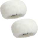 2 Pieces Women Faux Fur Headband with Elastic Winter Earwarmer Earmuff Ski Hat (White)