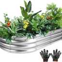 Galvanized Raised Garden Bed, 4x2x1 FT Thickening Raised Beds for Gardening, Oval Larger Space Planter Box for Outdoor for Herbs, Vegetables, Fruits (Silver)